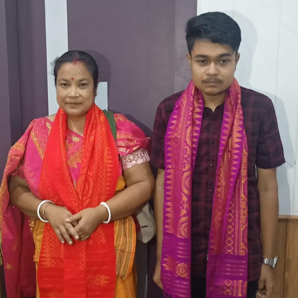 Pritam Narzary with his mother